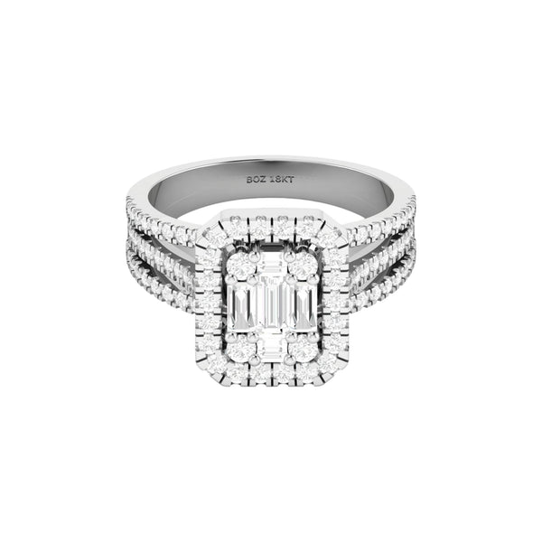 Item | Buy Royal Lovely Emerald Cut Natural Diamond Engagement Ring in 18K Gold | SPOP Enterprise Global